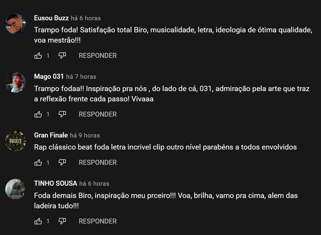 Comentários sobre o videoclipe Que tiver que ser - Supperbiro